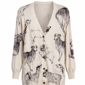 MOTH x ANTHROPOLOGIE *Rare* Pooch Posse Dog Graphic Button Down Cardigan Sweater